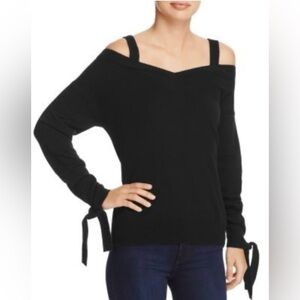 THEORY SWEATER Women's Black Off-Shoulder Sweater 100 % CASHMERE 🖤